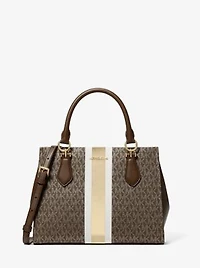 Marilyn Medium Signature Logo Stripe Satchel
