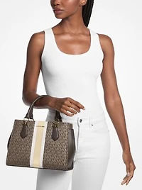 Marilyn Medium Signature Logo Stripe Satchel