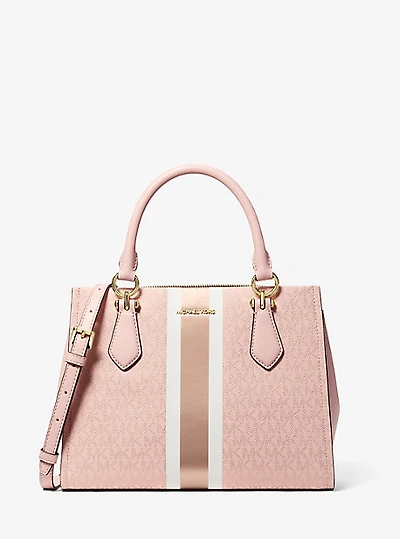 Marilyn Medium Signature Logo Stripe Satchel