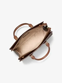 Sheila Medium Two-Tone Metallic Signature Logo Satchel