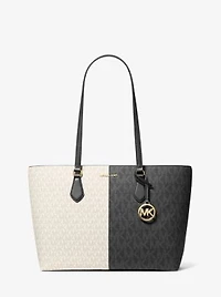 Sheila Large Two-Tone Signature Logo Tote Bag