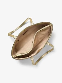 Sheila Large Metallic Two-Tone Signature Logo Tote Bag