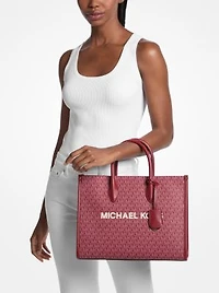 Mirella Medium Metallic Signature Logo Tote Bag