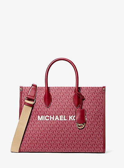 Mirella Medium Metallic Signature Logo Tote Bag