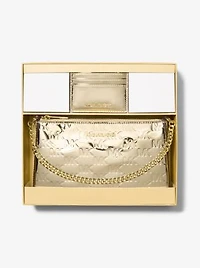 Jet Set Medium Metallic Logo Debossed Pochette and Card Case Gift