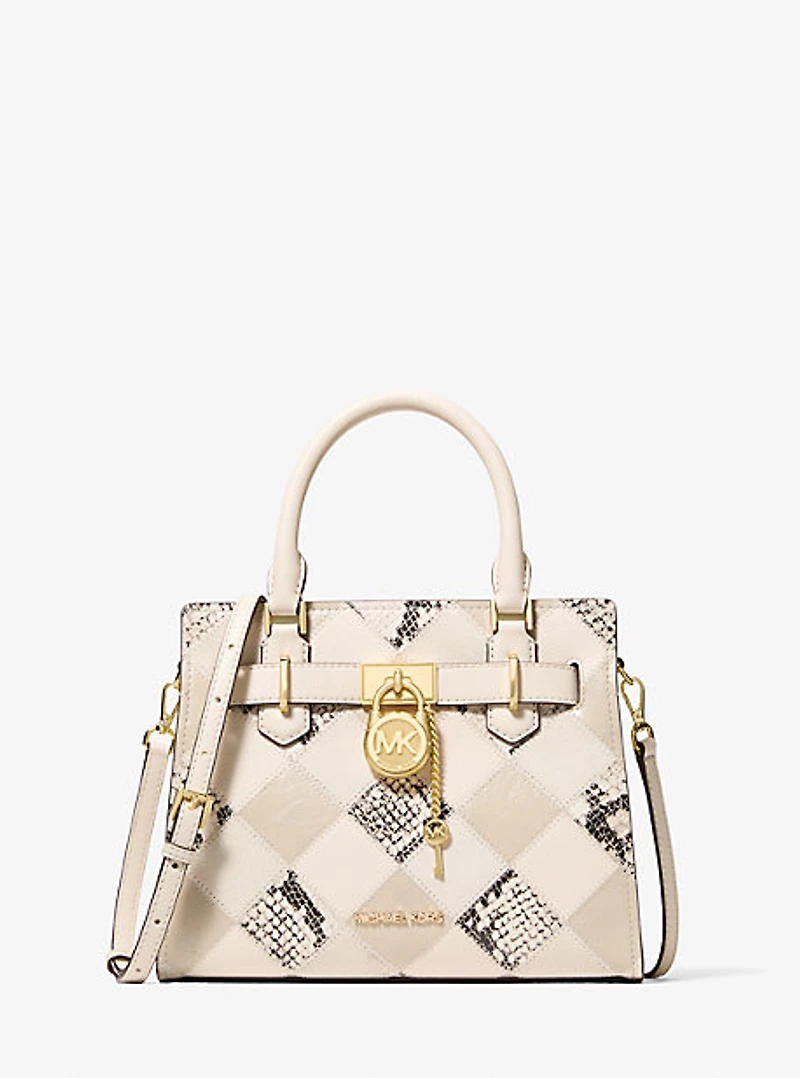 Hamilton Small Patchwork and Snake Embossed Satchel