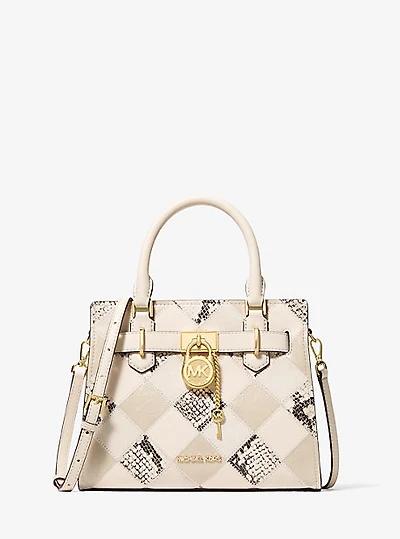 Hamilton Small Patchwork and Snake Embossed Satchel