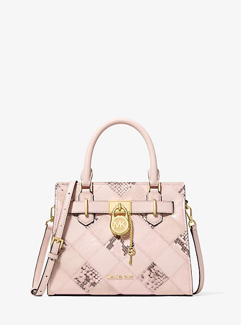 Hamilton Small Patchwork and Snake Embossed Satchel
