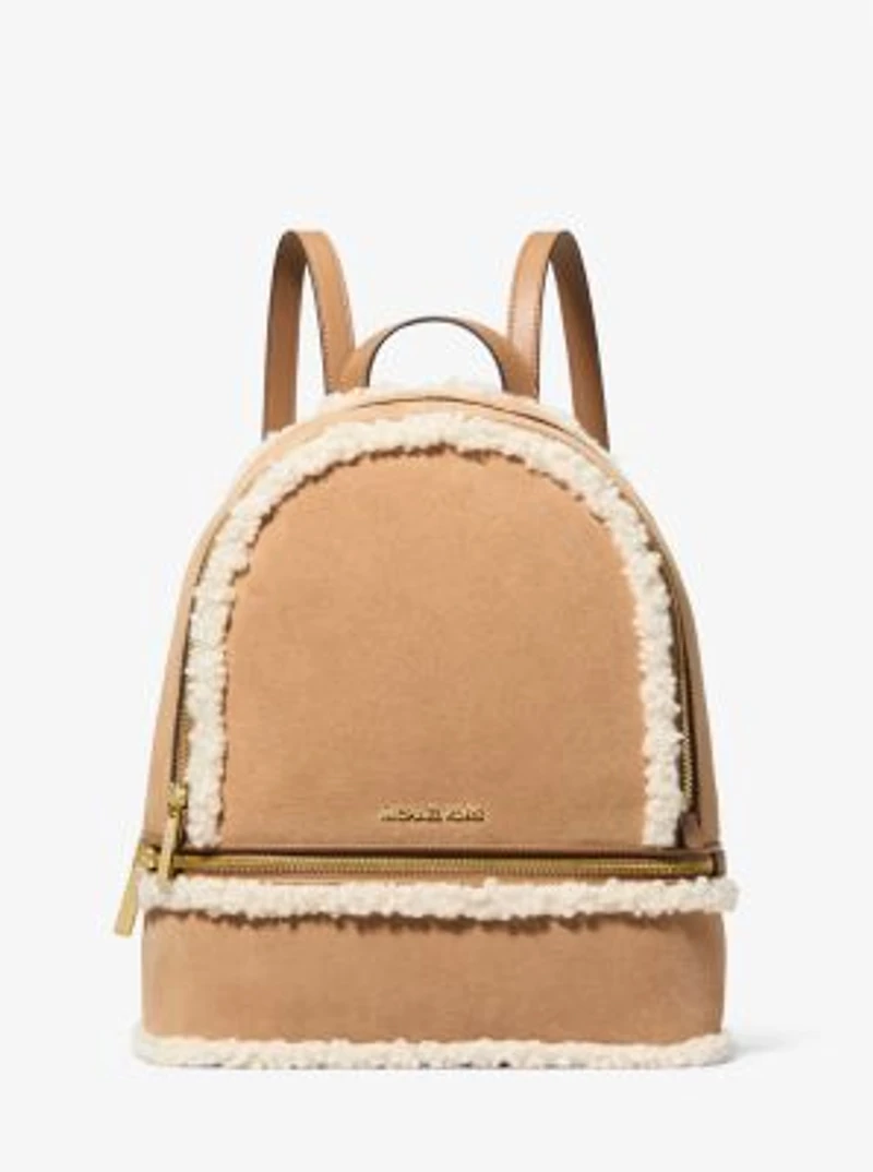Rhea Medium Suede and Faux Shearling Backpack