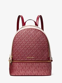 Rhea Medium Metallic Signature Logo Backpack