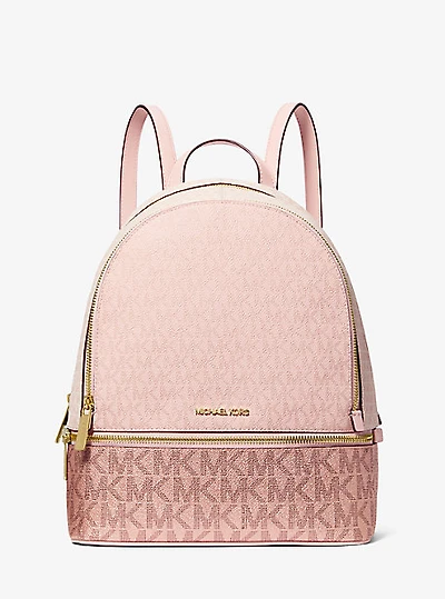 Rhea Medium Metallic Signature Logo Backpack