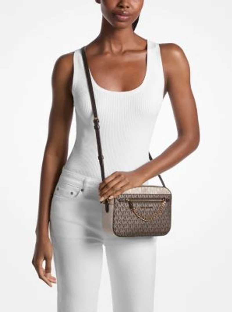 Jet Set Metallic Signature Logo Crossbody Bag