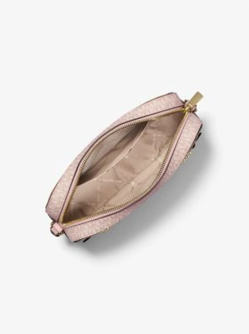 Jet Set Large Metallic Signature Logo Crossbody Bag