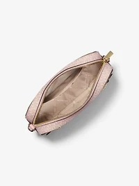 Jet Set Large Metallic Signature Logo Crossbody Bag