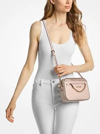 Jet Set Large Metallic Signature Logo Crossbody Bag