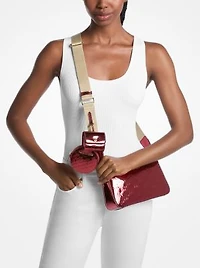 Jet Set Small Metallic Logo Debossed Crossbody Bag with Case for Apple Airpods Pro®