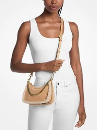 Jet Set Small Suede and Faux Shearling Convertible Crossbody Bag