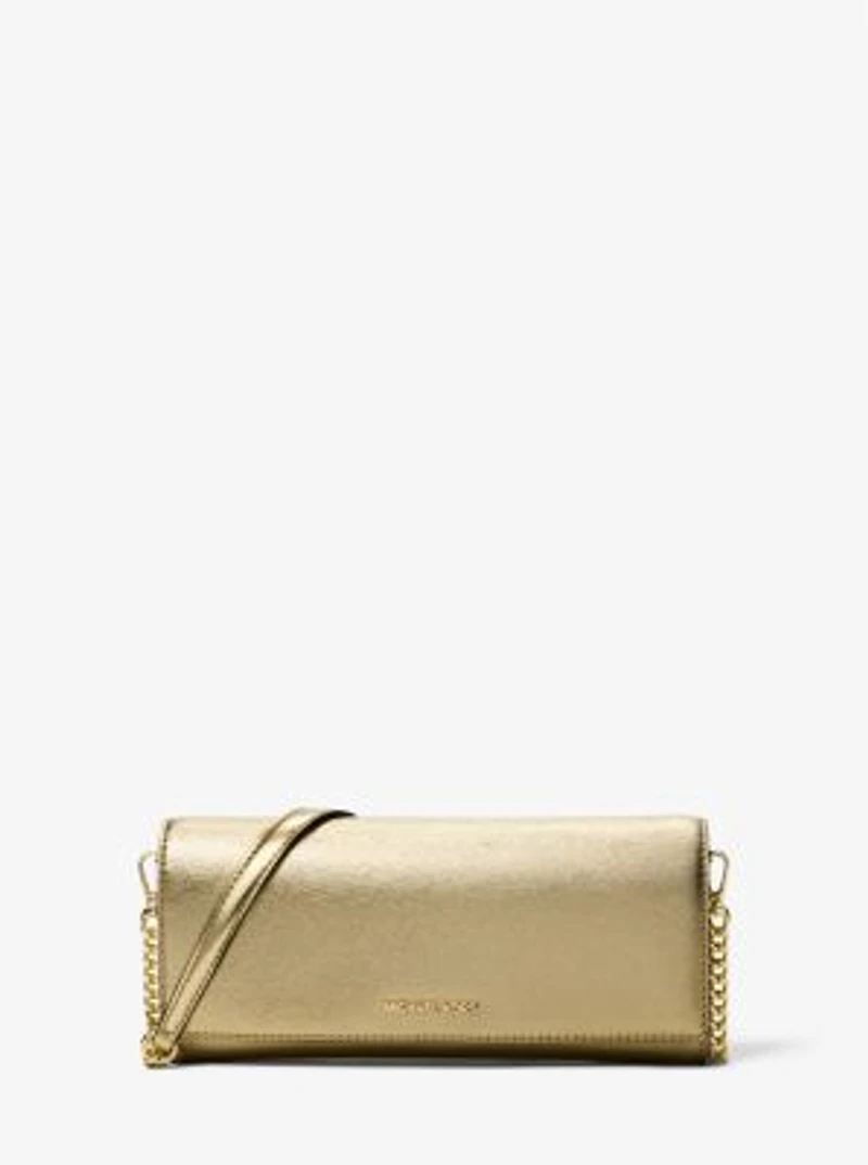 Jet Set Medium Embellished Metallic Leather Clutch
