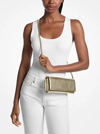 Jet Set Medium Embellished Metallic Leather Clutch