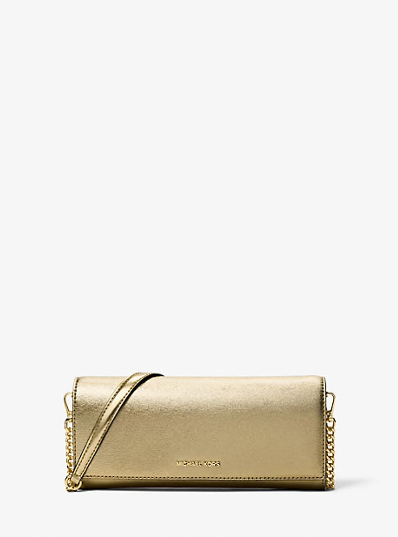 Jet Set Medium Embellished Metallic Leather Clutch