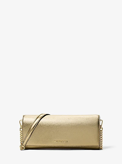 Jet Set Medium Embellished Metallic Leather Clutch