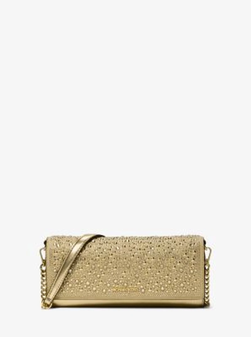 Jet Set Medium Metallic Leather Clutch