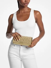 Jet Set Medium Metallic Leather Clutch