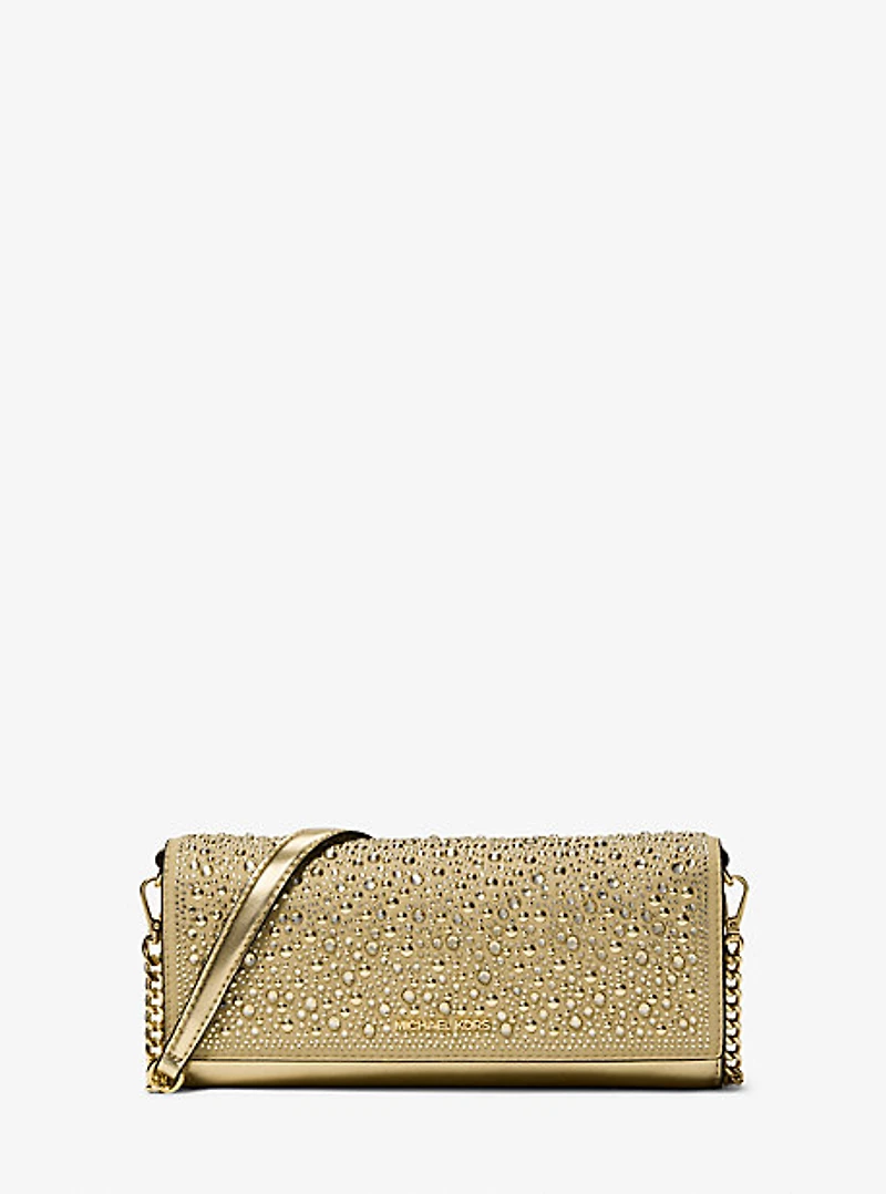 Jet Set Medium Metallic Leather Clutch