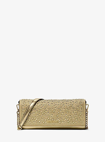 Jet Set Medium Metallic Leather Clutch