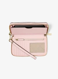 Jet Set Large Metallic Signature Logo Stripe Smartphone Wallet