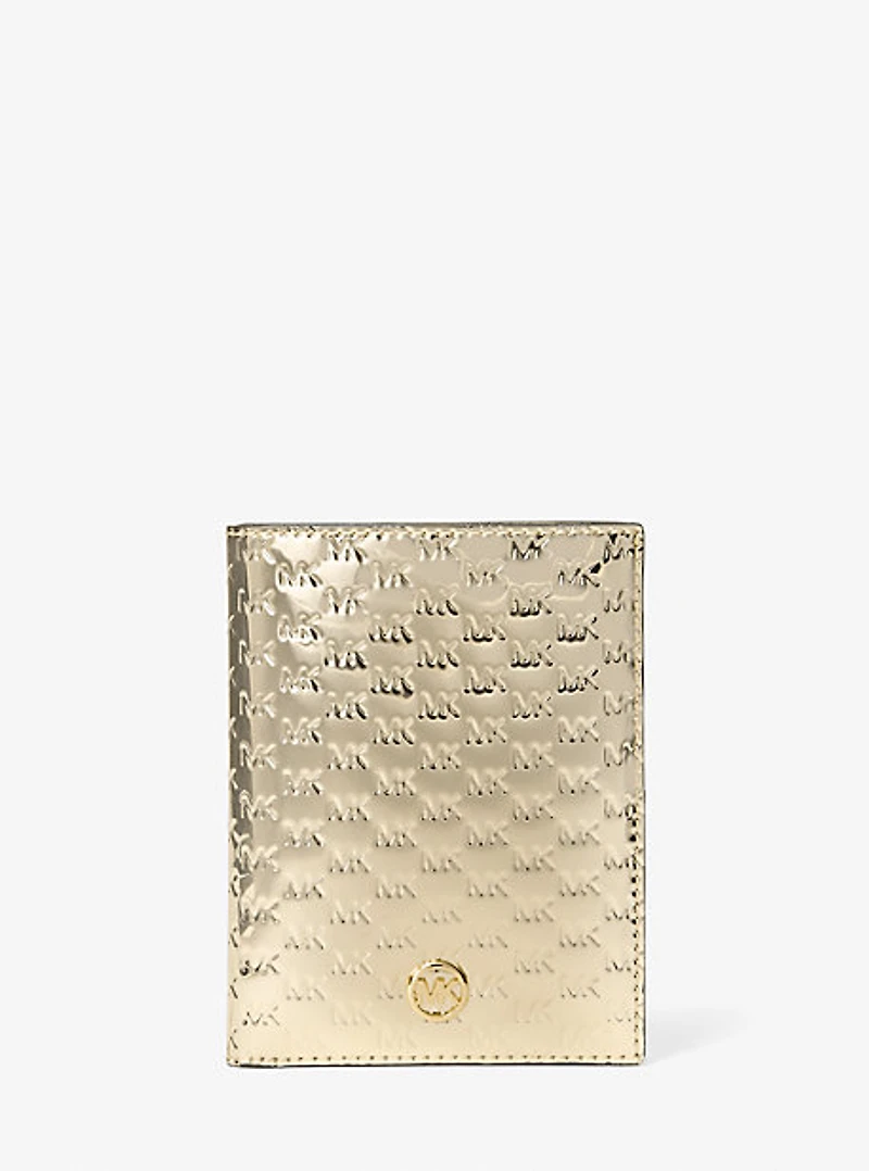 Jet Set Medium Metallic Logo Debossed Passport Wallet