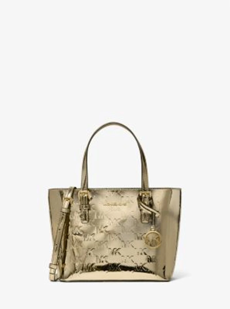 Jet Set Extra-Small Metallic Logo Debossed Convertible Tote Bag