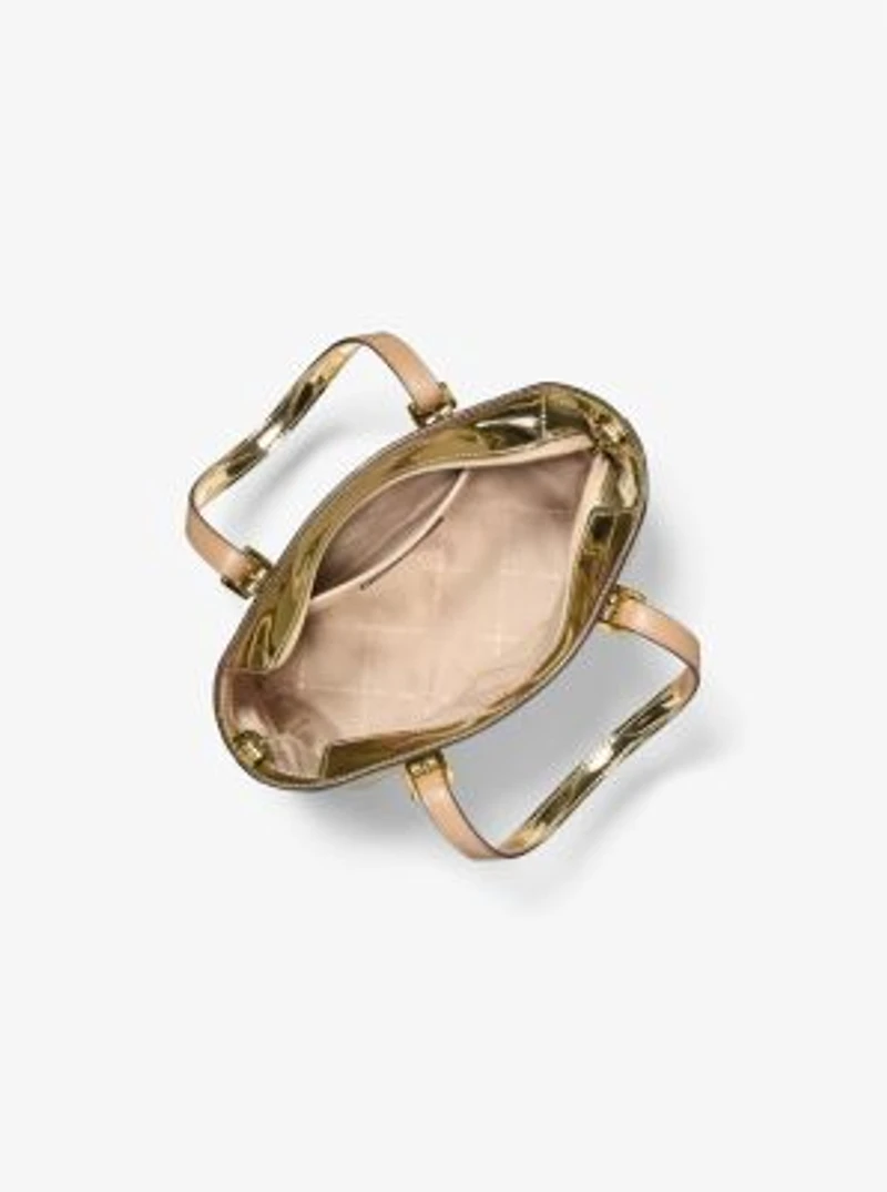 Jet Set Extra-Small Metallic Logo Debossed Convertible Tote Bag