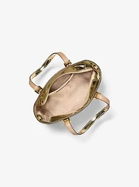 Jet Set Extra-Small Metallic Logo Debossed Convertible Tote Bag