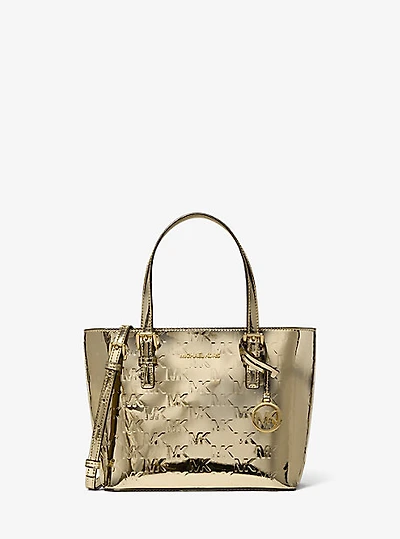 Jet Set Extra-Small Metallic Logo Debossed Convertible Tote Bag