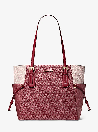 Voyager Large Color-Block Metallic Signature Logo Tote Bag