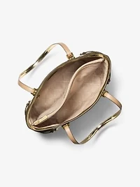 Voyager Large Metallic Logo Debossed Tote Bag