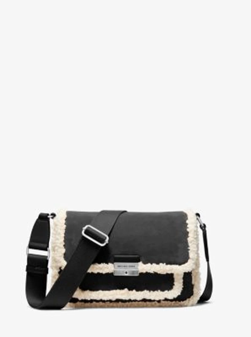 Bradshaw Medium Suede and Faux Shearling Messenger Bag