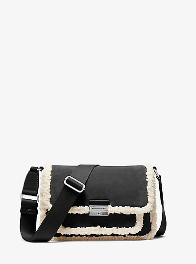 Bradshaw Medium Suede and Faux Shearling Messenger Bag