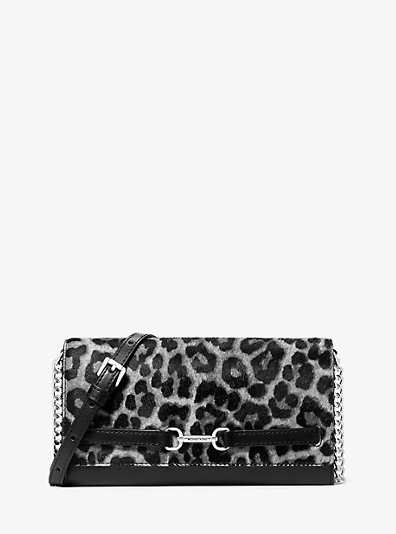 Carson Large Leopard Print Calf Hair Convertible Crossbody Bag