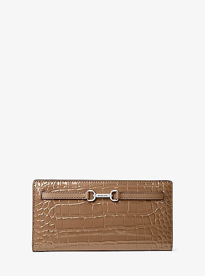 Carson Large Patent Crocodile Embossed Wallet