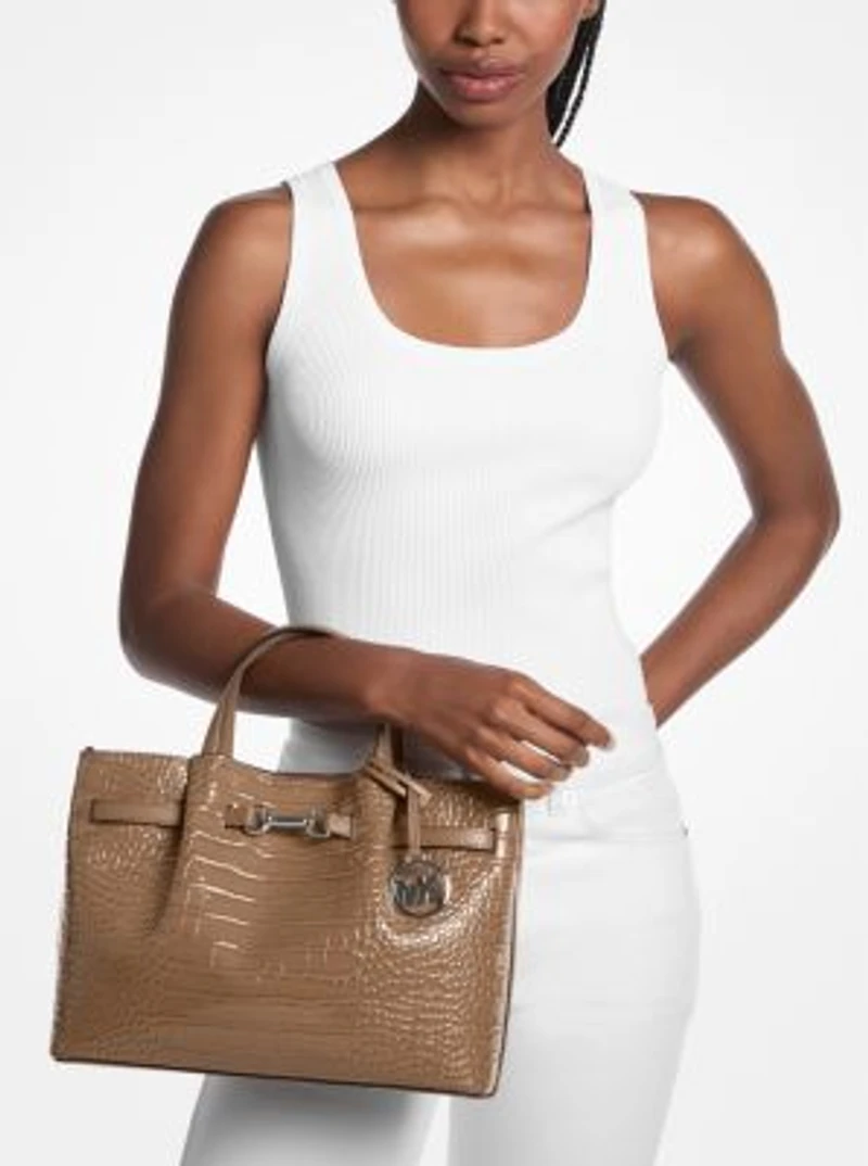 Carson Medium Crocodile Embossed Satchel