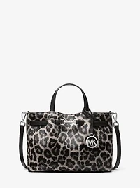 Carson Small Leopard Print Calf Hair Satchel