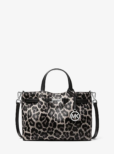 Carson Small Leopard Print Calf Hair Satchel
