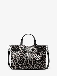 Carson Small Leopard Print Calf Hair Satchel