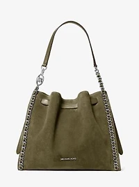 Mina Large Suede Chain Shoulder Bag