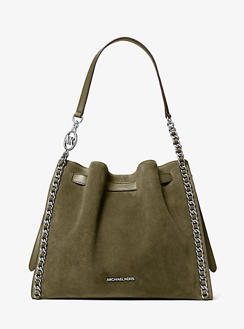 Mina Large Suede Chain Shoulder Bag