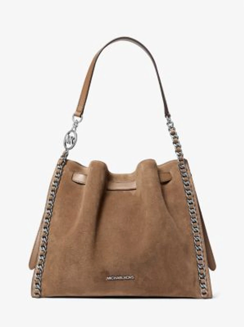 Mina Large Suede Chain Shoulder Bag