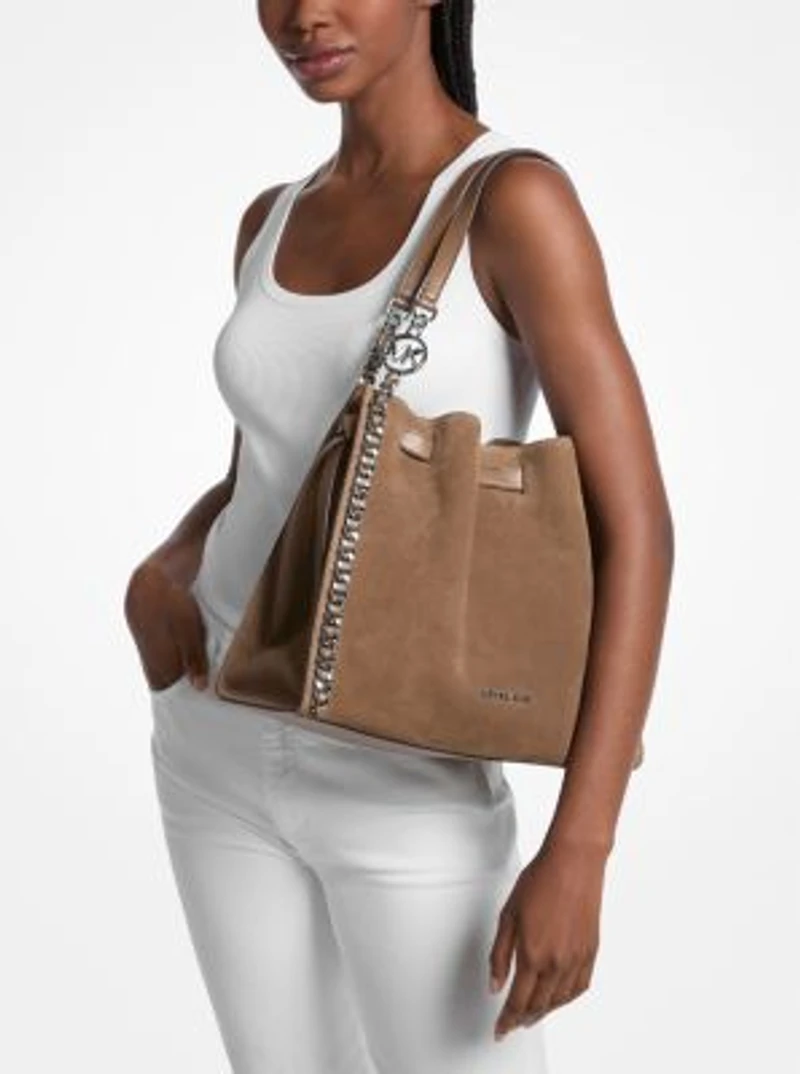 Mina Large Suede Chain Shoulder Bag