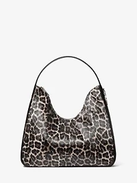 Nayla Medium Leopard Print Calf Hair Hobo Shoulder Bag